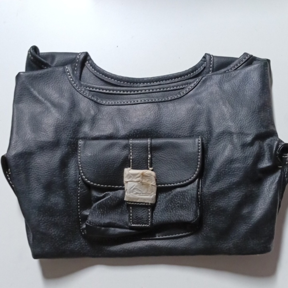 Black Shoulder Bag with Front Pocket